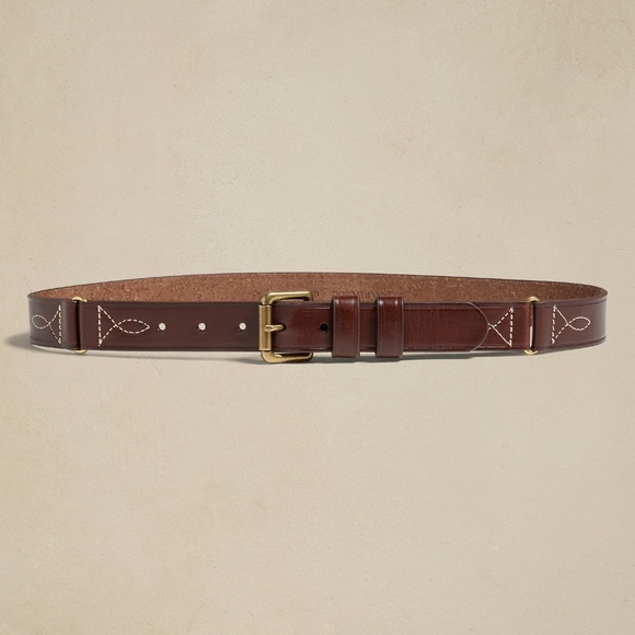 Banana Republic Accessories - BANANA REPUBLIC Embroidered Leather Belt, Chocolate Brown, Sz XL